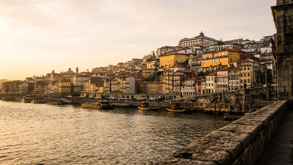 Porto waterfront at golden hour